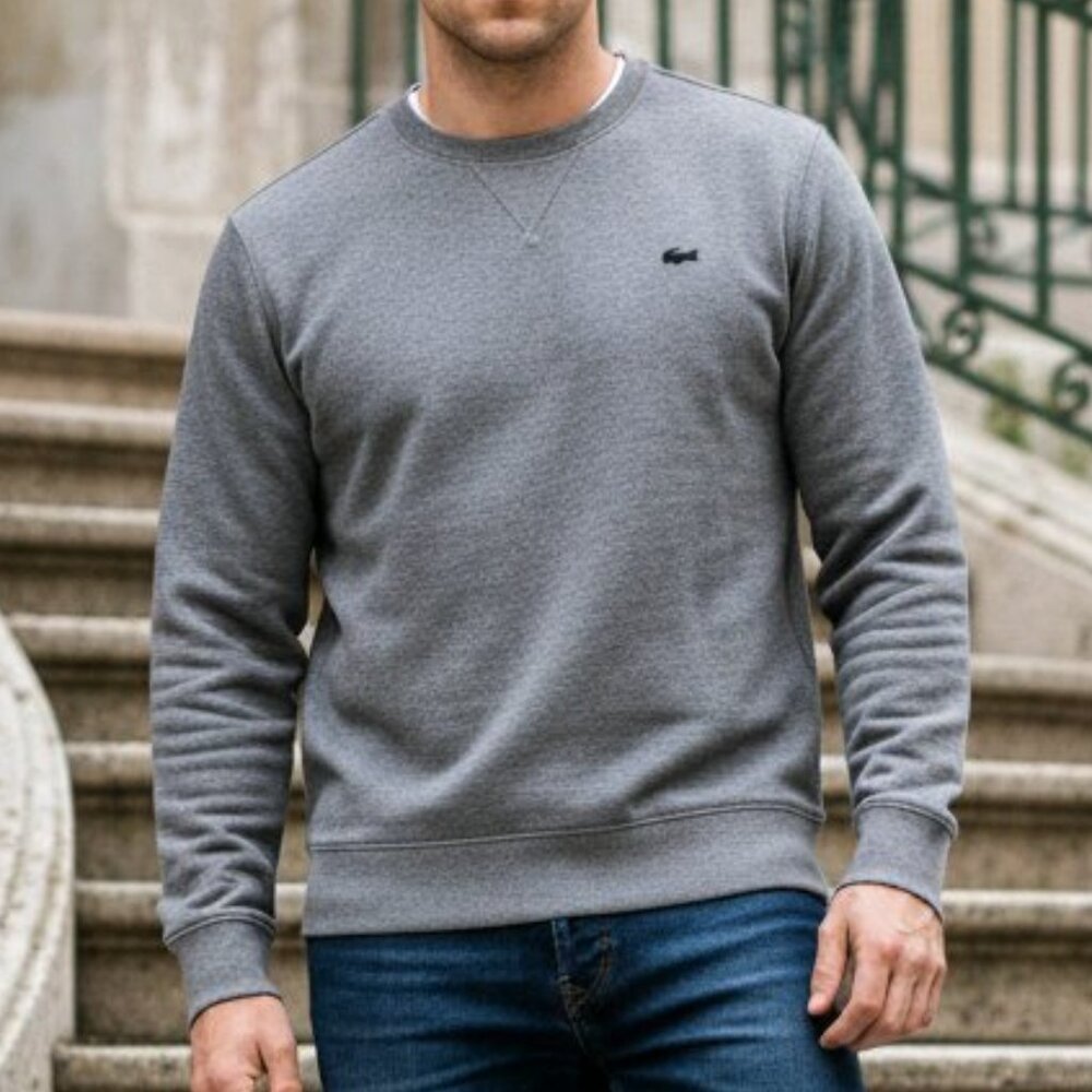 NEW Izod Long Sleeve Sweater L Gray Cotton Polyester(ID57)